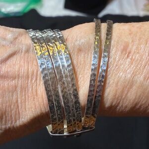 7 Hammered Sterling Silver Bangle Set